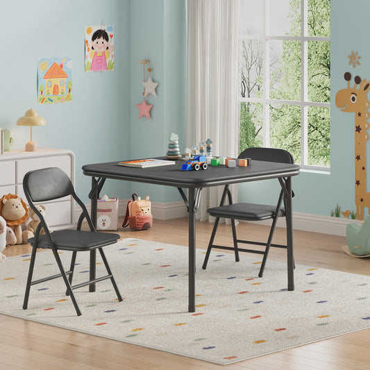 Opvouwbare Kinder Speel- en Studietafel met 2 Stoelen - Zwart