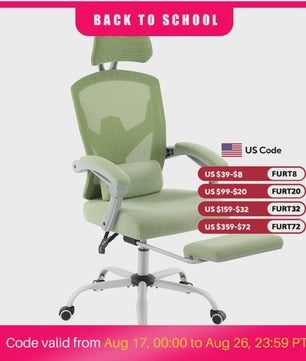 Ergonomische bureaustoel met lendesteun, kantelfunctie en voetensteun