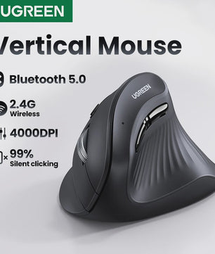 UGREEN Verticale Ergonomische Muis - Draadloos Bluetooth 5.0 & 2.4G, 4000 DPI