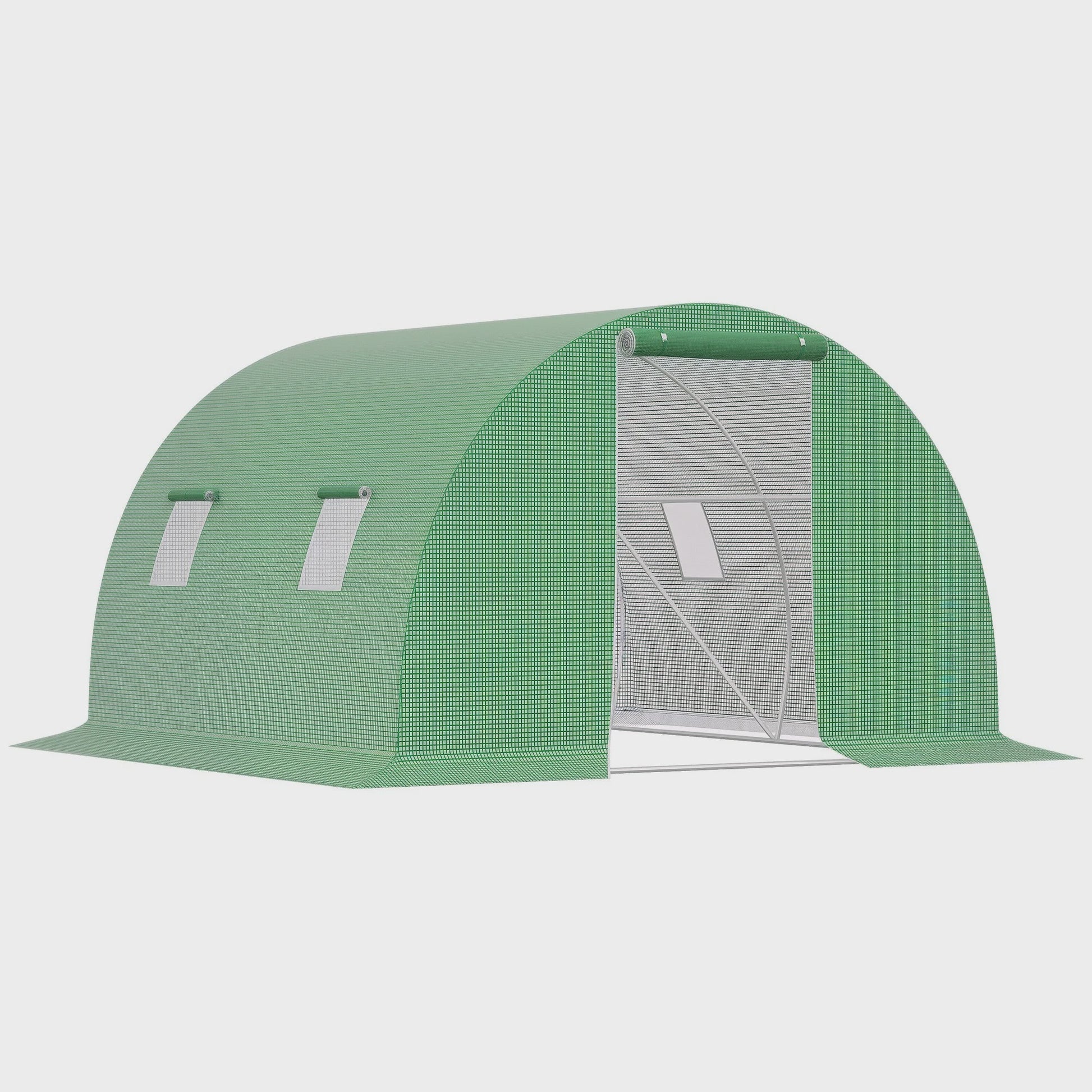 Outsunny Tunnel Kas 9m² - 3x3x2m - Groen - Met Roll-up Deur en 4 Ramen