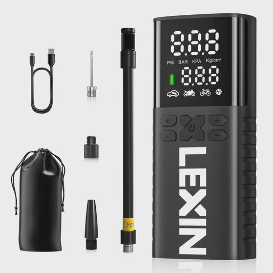 Lexin P4 Draagbare Smart Air Pump - 4000mAh Compressor voor Auto, Motor, Fiets met LED Digitaal Display