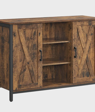 VASAGLE Sideboard Keukenkast met Open Planken - 100x35x70 cm - Rustiek Hout & Zwart Metaal