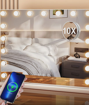 Hollywood Make-up Spiegel met 14/17 LED Lampjes - 3 Kleuren, Dimbaar, USB & Touch Control