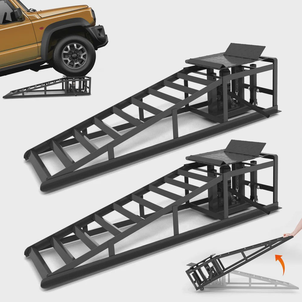 2x Hydraulische Oprijplaten met Rollers & Krik - 5T Heavy-Duty Garage Lift
