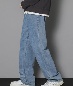 Klassieke Heren Jeans met Wijde Pijpen - Casual Denim Broek in Lichtblauw, Grijs & Zwart