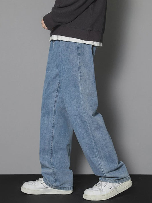 Klassieke Heren Jeans met Wijde Pijpen - Casual Denim Broek in Lichtblauw, Grijs & Zwart