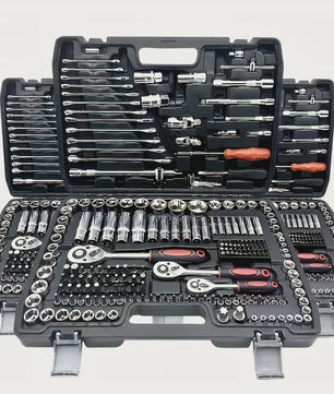 216-delige Professionele Doppenset: SAE & Metrisch, 1/4", 3/8", 1/2" Aandrijving met 72-Tands Ratel voor Auto & Huis