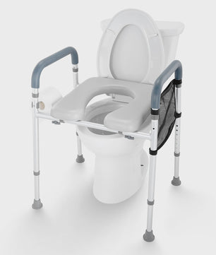 Verhoogd Toilet Zitting met 7-Positie Hoogteverstelling, Comfortabele Handgrepen en Aluminium Frame - Max 158 kg