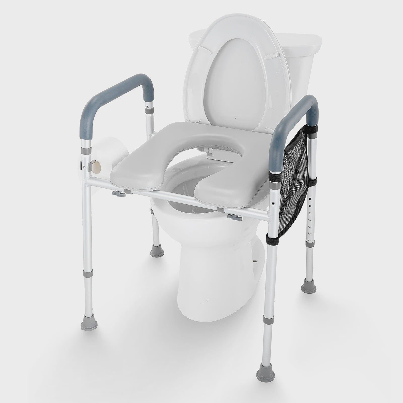 Verhoogd Toilet Zitting met 7-Positie Hoogteverstelling, Comfortabele Handgrepen en Aluminium Frame - Max 158 kg
