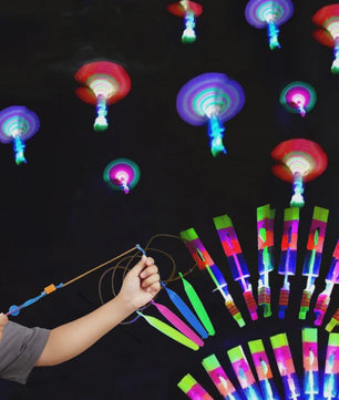 Vliegende Raket Speelgoed met LED Licht - Sling Rocket Helikopter voor Buitenplezier