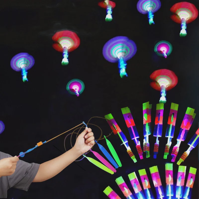 Vliegende Raket Speelgoed met LED Licht - Sling Rocket Helikopter voor Buitenplezier