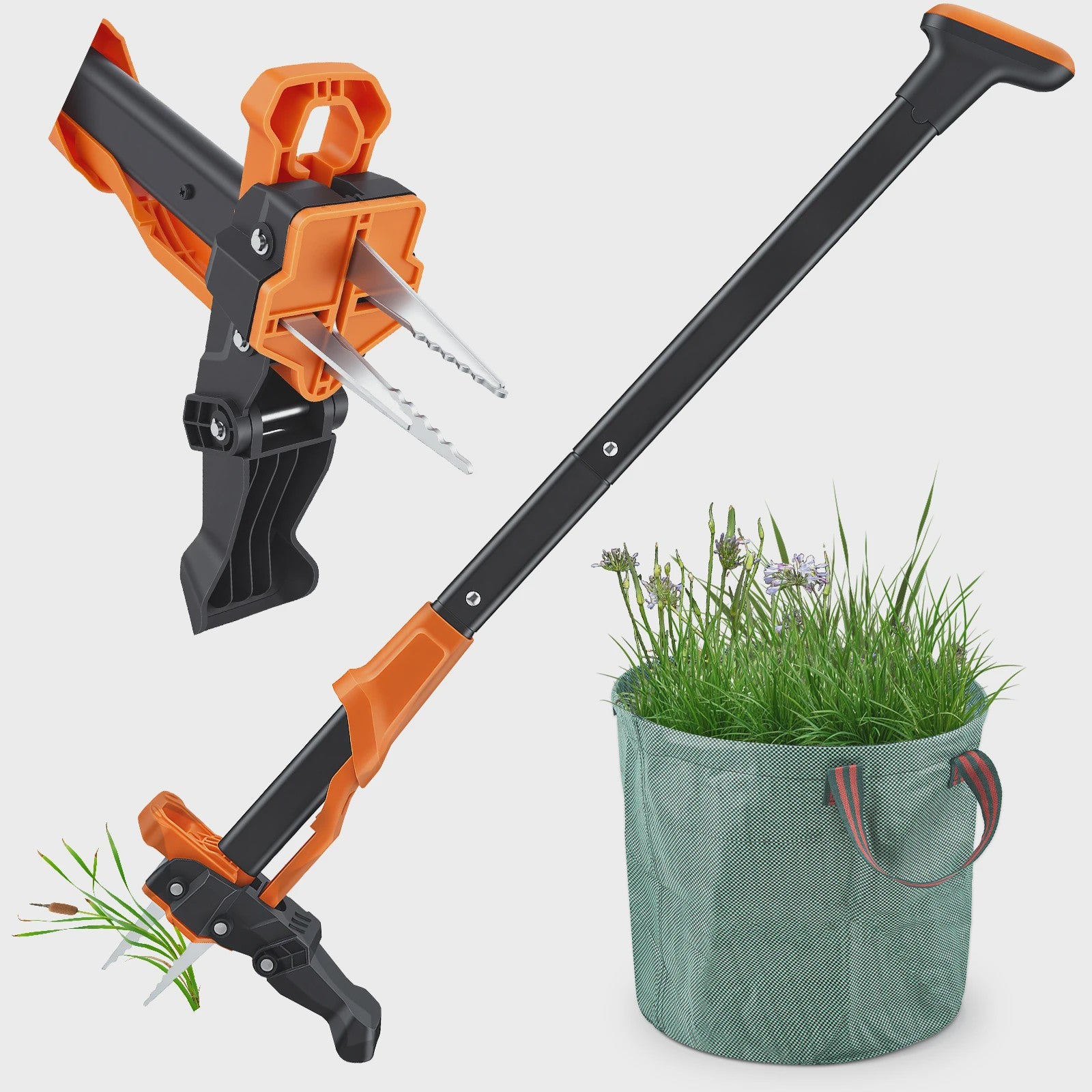 Weed Cutter With Hand Fork Weed Remover Device, Weeder With Long Handle And Stainless Steel Claws, Ideal For Garden And Lawn