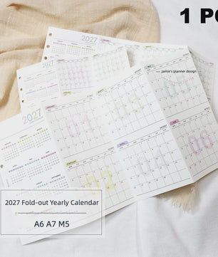2027 Jaarkalender Navulling voor Planner | A6, A7, M5 | 4-Fold Ontwerp