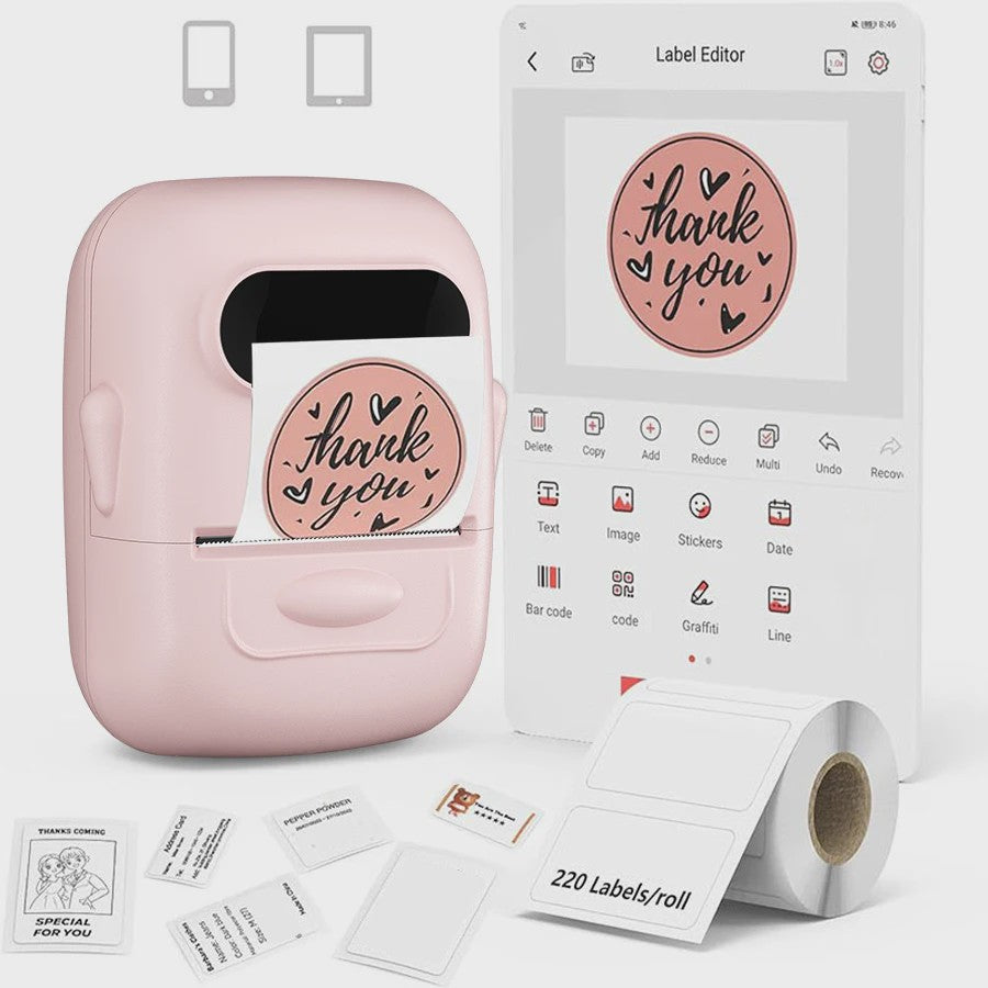 Marklife P50 Protable Thermische Label Printer - Draadloos, Bluetooth, Zelfklevend voor Kantoor & Keuken