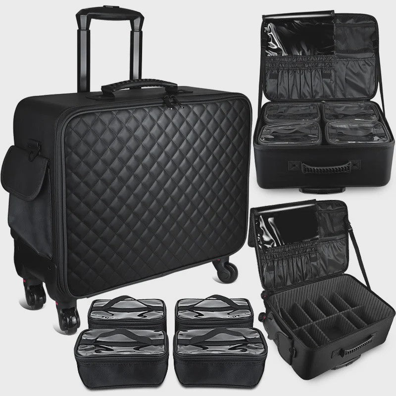 Professionele Make-up Trolley Koffer - Grote Capaciteit & Flexibele Indeling