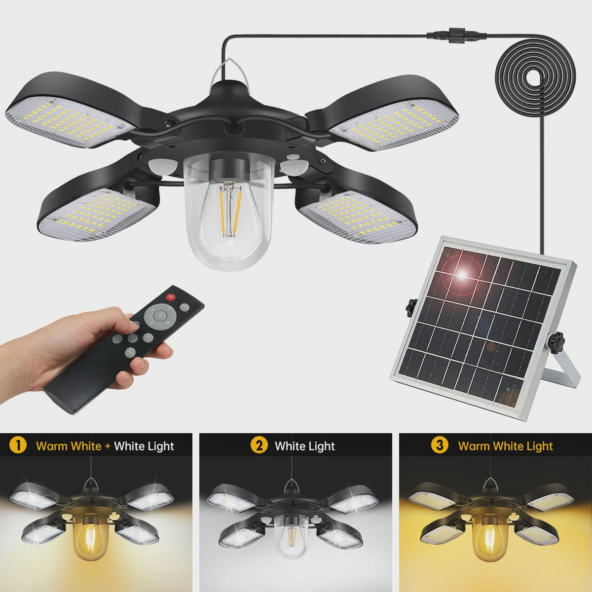 192 LED Solar Hanglamp met Bewegingssensor & Afstandsbediening - Buitenverlichting