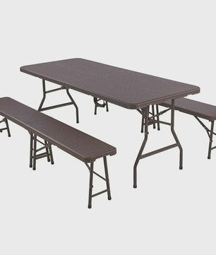 180cm Klaptafel met 2 Banken - Complete Set voor Buiten, Camping en Evenementen