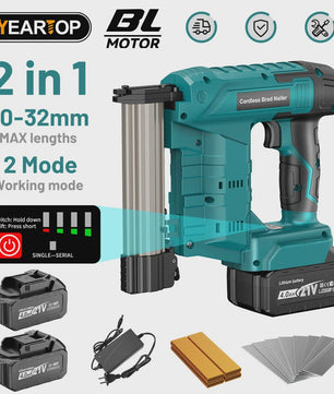 YEARTOP 2-in-1 Accu Tack- en Nagelpistool - Brushless Motor, Krachtig, Makita 18V Compatibel