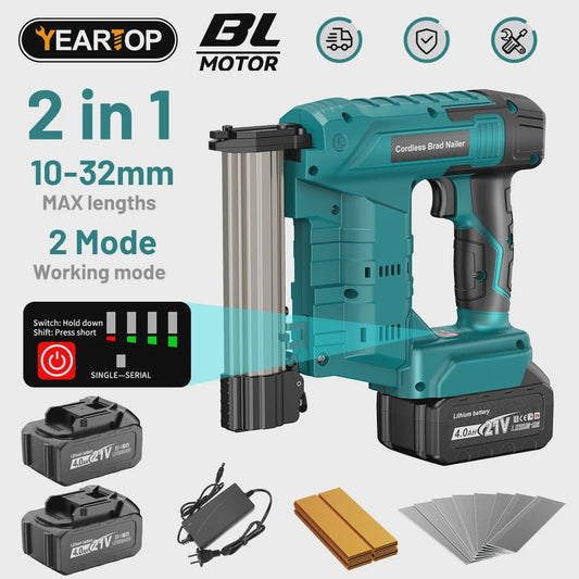 YEARTOP 2-in-1 Accu Tack- en Nagelpistool - Brushless Motor, Krachtig, Makita 18V Compatibel