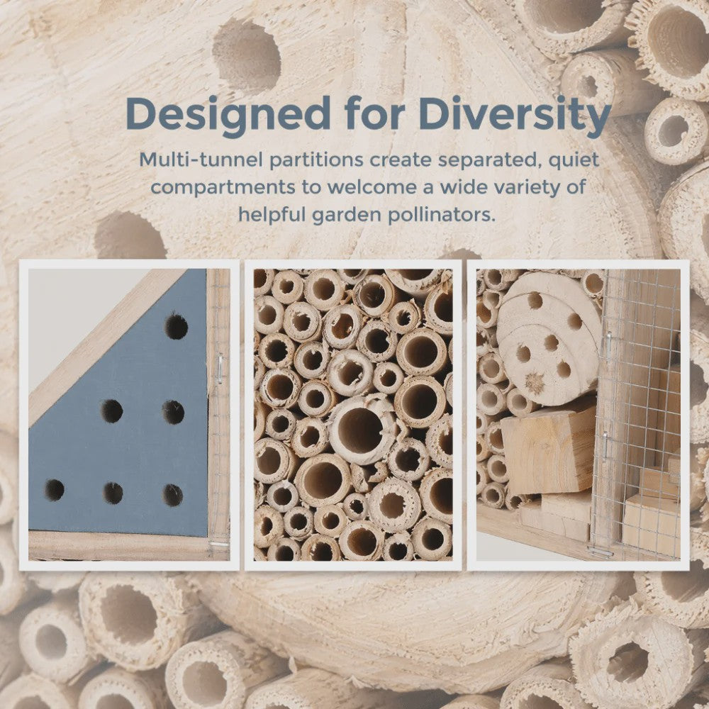 Houten Insectenhotel voor Tuin - Veilig Bijenhotel met Diverse Tunnels