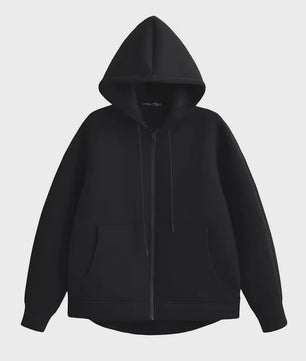 Dames Oversized Rits Hoodie Jas met Dubbele Zakken - Comfortabele Outerwear voor Herfst & Winter