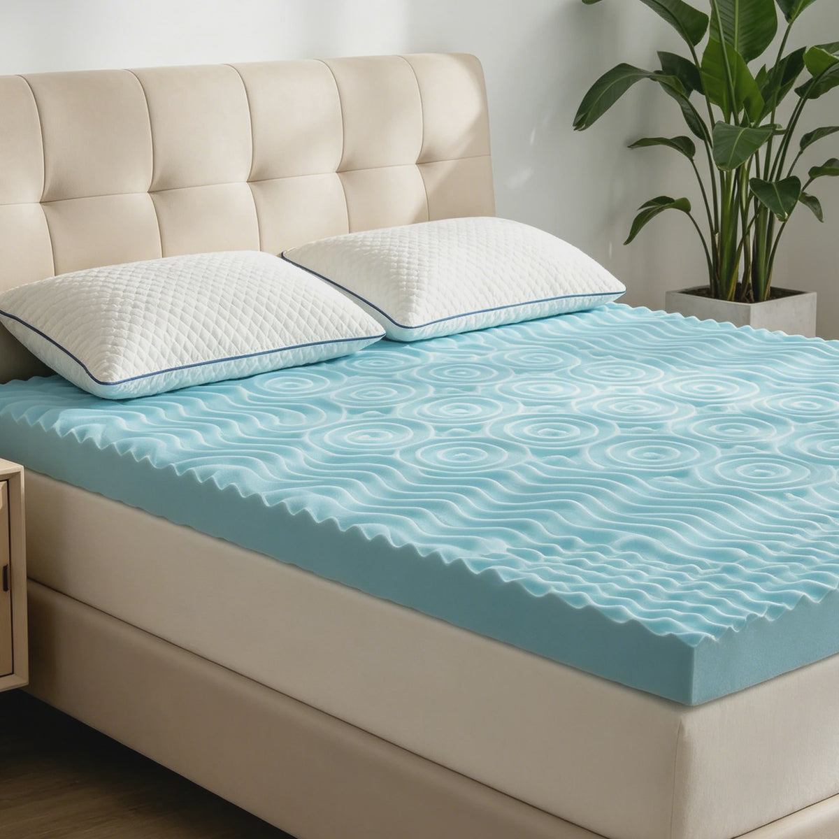 Luxe Traagschuim Matras Topper - 5-Zone Ergonomische Ondersteuning & Koel Comfort
