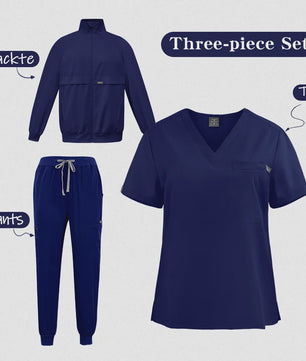 3-delige Unisex Medische Scrub Set: Jas, Top & Broek voor Zorgprofessionals