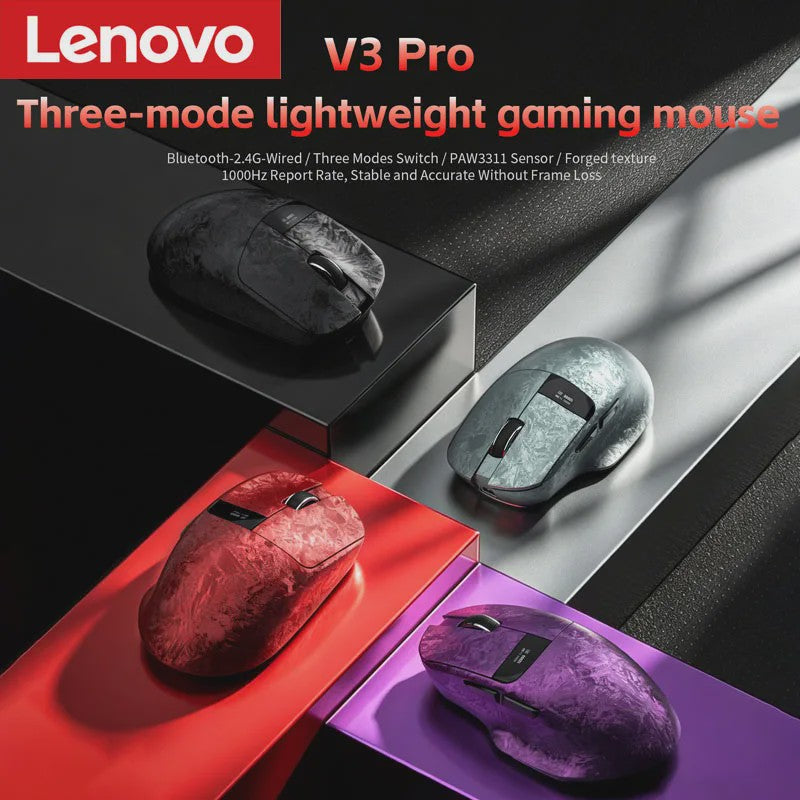 Lenovo Draadloze Gaming Muis: 3 Modi, 35K DPI, Ergonomisch, LED Display & Laadstation