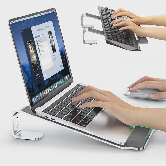 Ergonomische Laptopstandaard met Polssteun - Aluminium Verstelbare Laptopverhoger