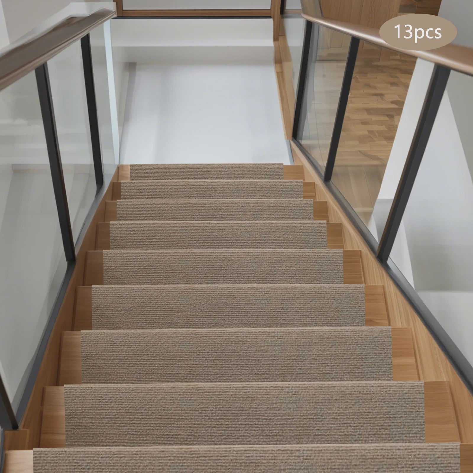 13x Beige Antislip Traptrede Matten - 55x24cm - Bescherming en Veiligheid voor Elke Trap