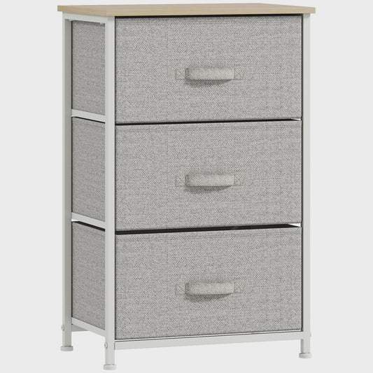 Homcom 3-Laden Stoffen Commode - Moderne Opbergkast met Stalen Frame en Verstelbare Voeten