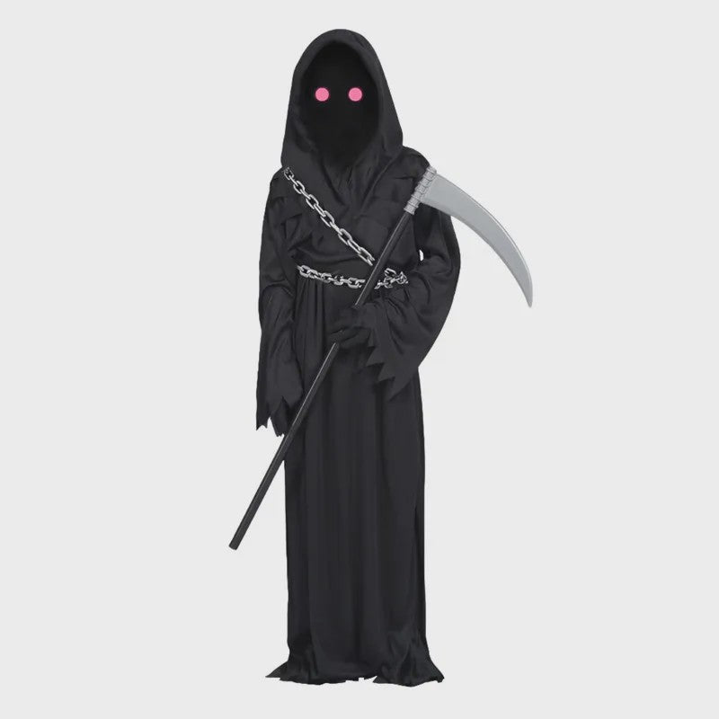 Kinderkostuum Grim Reaper met Rode Ogen en Ketting - Halloween & Verkleedfeest