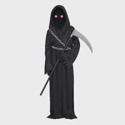 Kinderkostuum Grim Reaper met Rode Ogen en Ketting - Halloween & Verkleedfeest