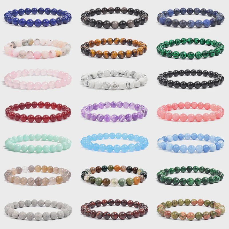 Natuurstenen Kralen Armband - Amethist, Aquamarijn, Jade & meer