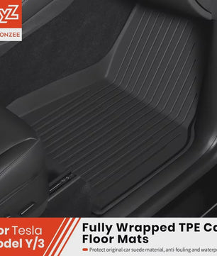 YZ Vloermatten Set voor Tesla Model Y & Model 3 (2021-2026) - TPE Waterdicht & Antislip