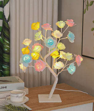 Sfeervolle Rozenboom Tafellamp met LED Verlichting - USB Aangedreven