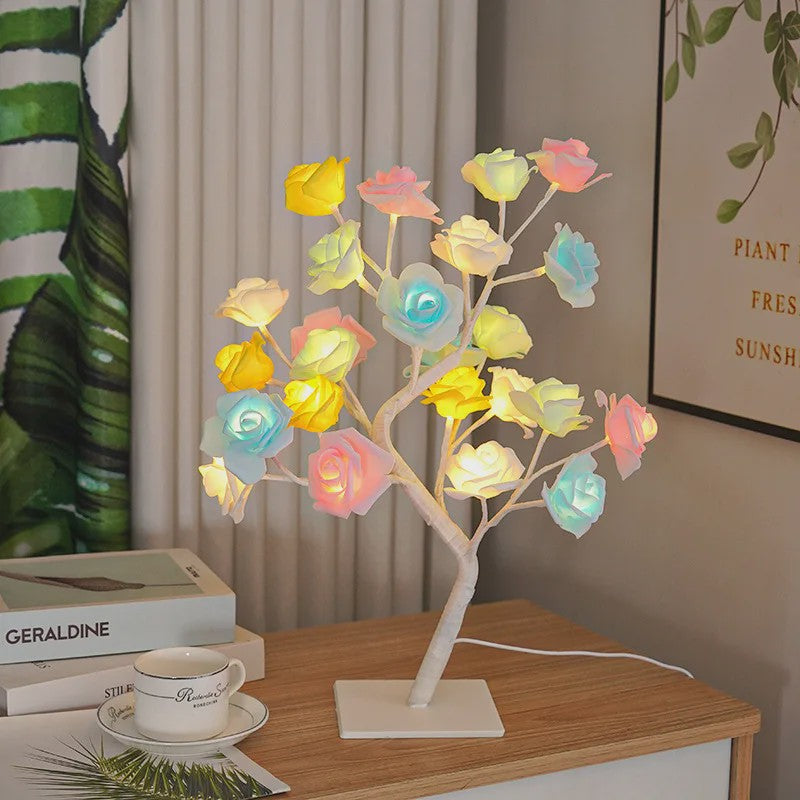 Sfeervolle Rozenboom Tafellamp met LED Verlichting - USB Aangedreven