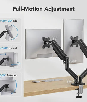 Dubbele Monitorarm voor 13-32 inch Schermen | Verstelbaar & Draaibaar