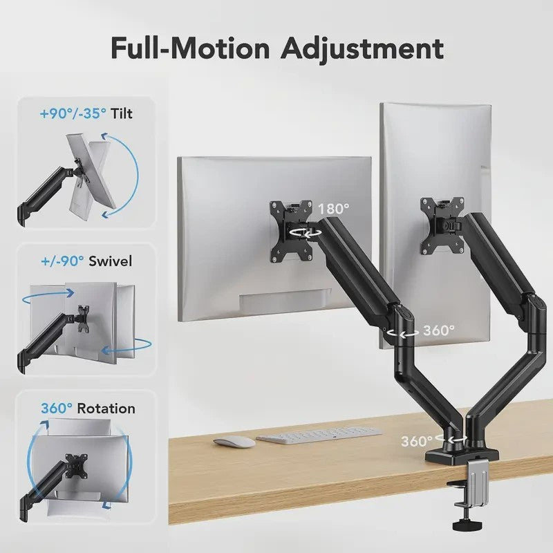 Dubbele Monitorarm voor 13-32 inch Schermen | Verstelbaar & Draaibaar