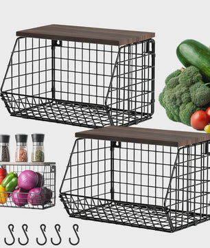 Set van 2 Opbergmanden met Deksel - Stijlvol en Praktisch voor Keuken, Kantoor & Badkamer