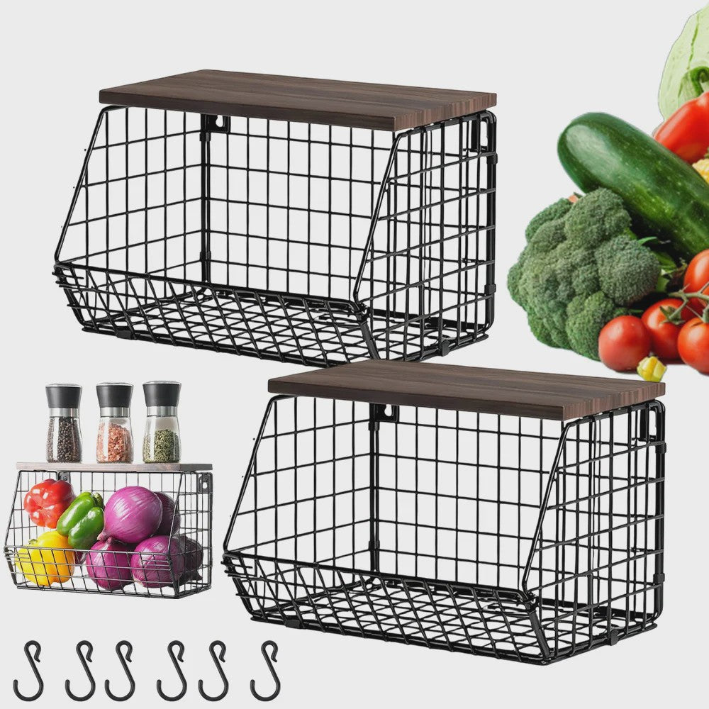 Set van 2 Opbergmanden met Deksel - Stijlvol en Praktisch voor Keuken, Kantoor & Badkamer