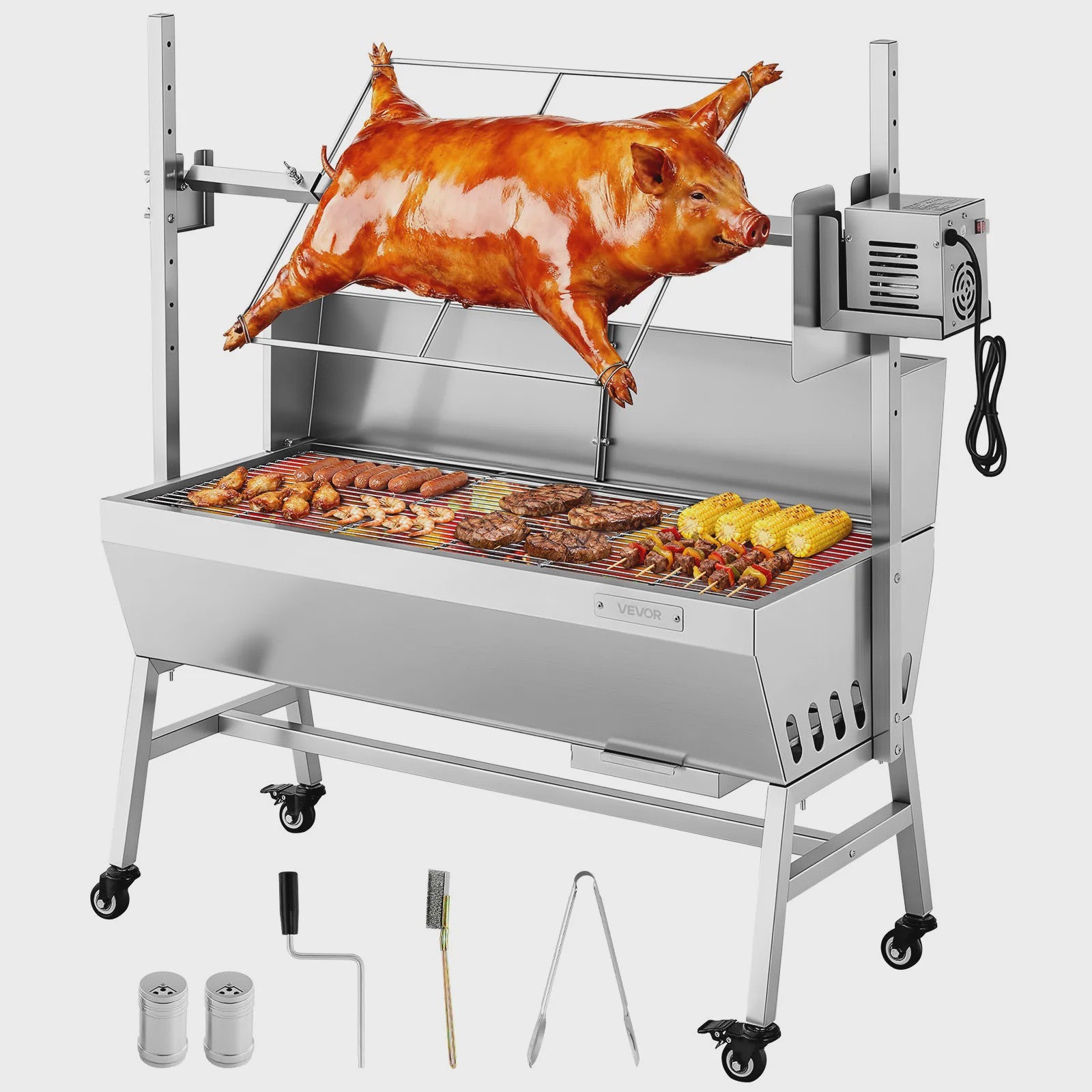 Professionele Rotisserie BBQ Spit Roaster voor Varken & Lam - 60kg capaciteit