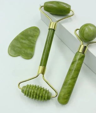 Natuurlijke Jade Roller & Gua Sha Set - Gezichts-, Lichaams- en Voetmassage