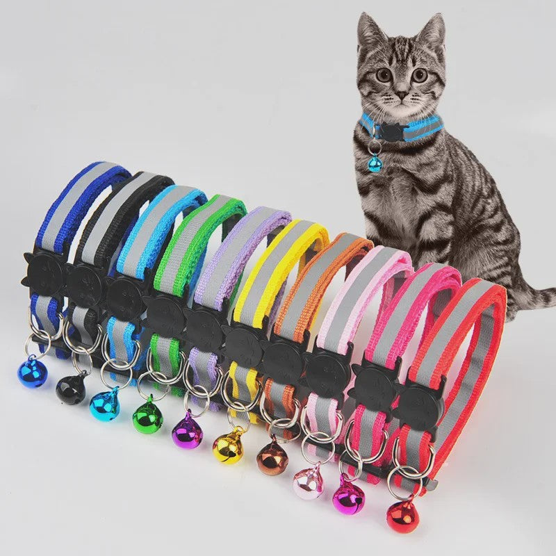 Reflecterende Halsband voor Katten & Kittens met Veiligheidsgesp en Belletje - Verstelbaar & Zacht
