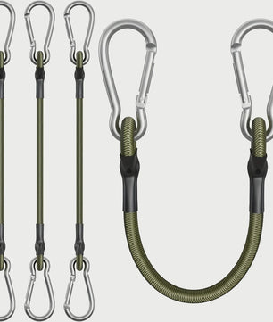 2x Elastisch Touw met Aluminium Haak - 8mm Schokabsorberend Bindtouw voor Outdoor & Camping