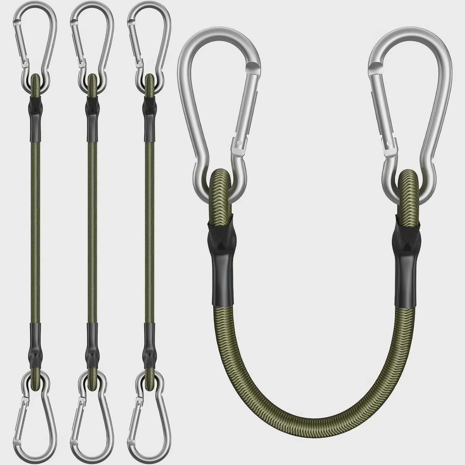 2x Elastisch Touw met Aluminium Haak - 8mm Schokabsorberend Bindtouw voor Outdoor & Camping