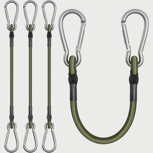 2x Elastisch Touw met Aluminium Haak - 8mm Schokabsorberend Bindtouw voor Outdoor & Camping