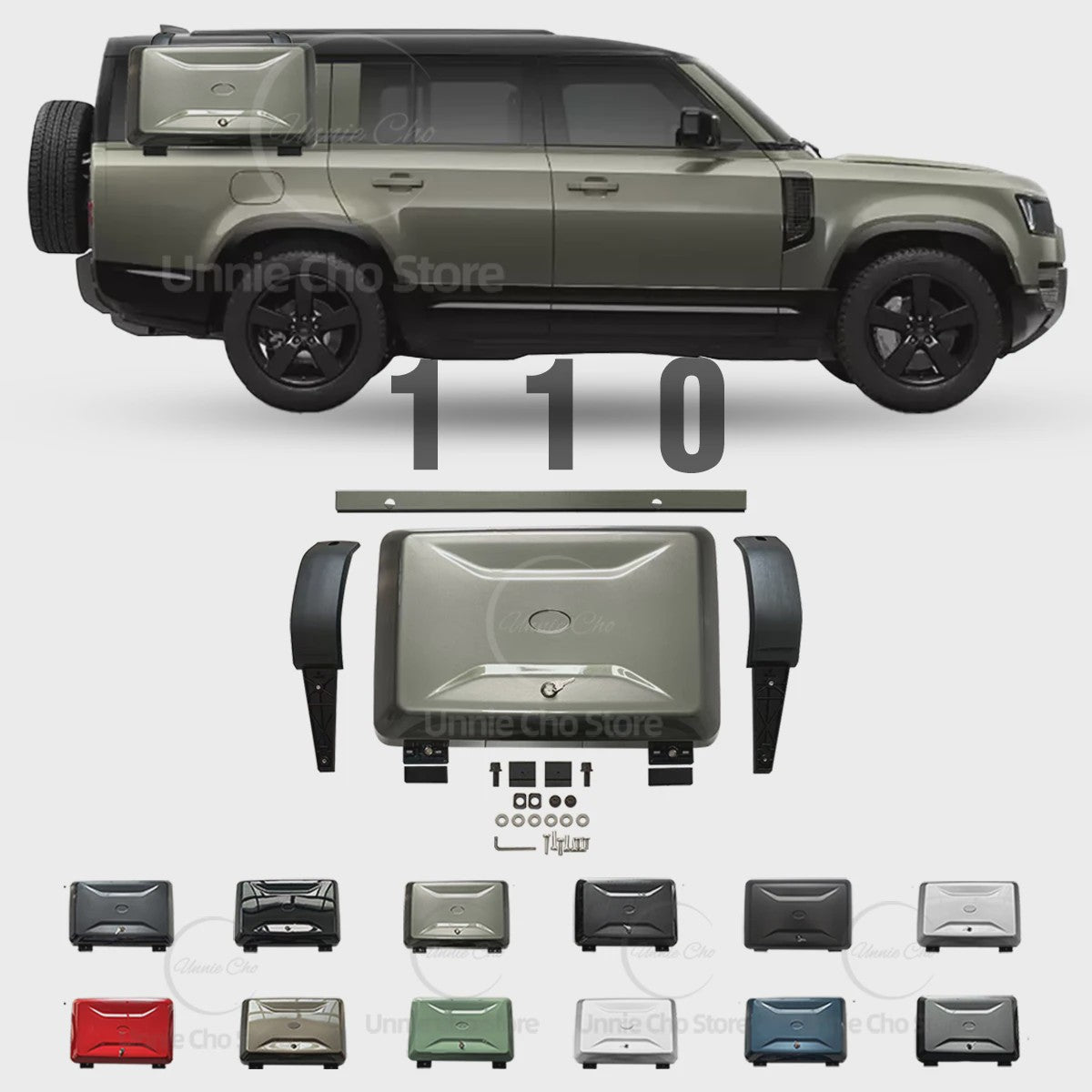 Opbergbox voor Land Rover Defender 110 - Dakmontage met slot