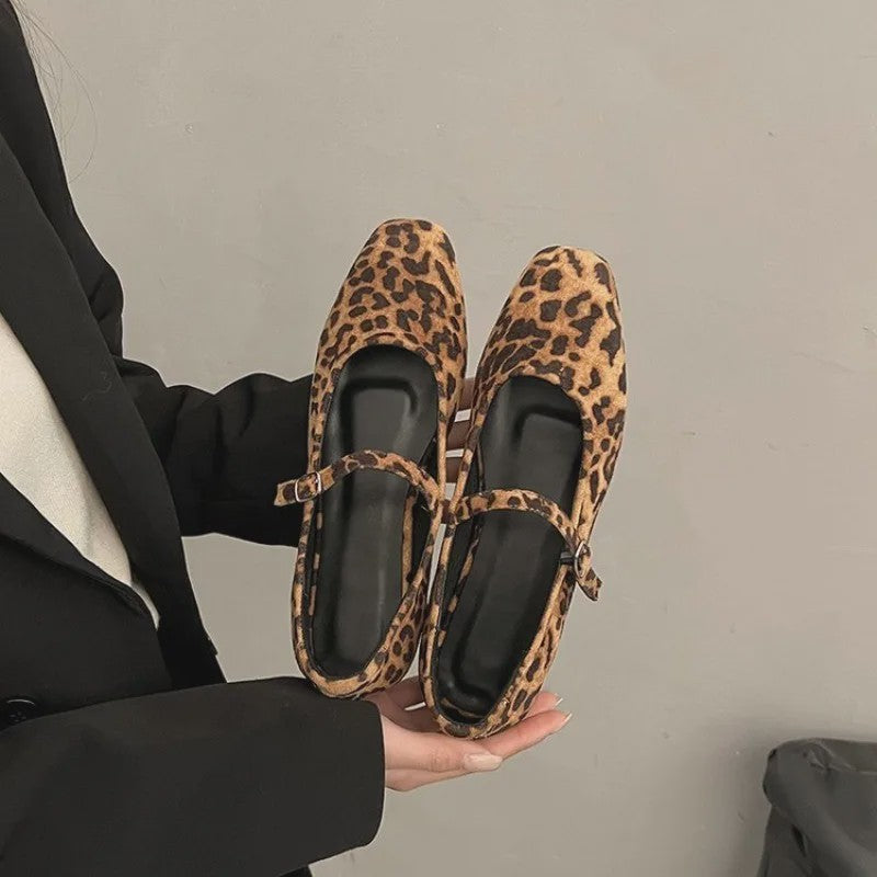 Dames Ballerina's met Panterprint - Comfortabele Loafers met Ronde Neus
