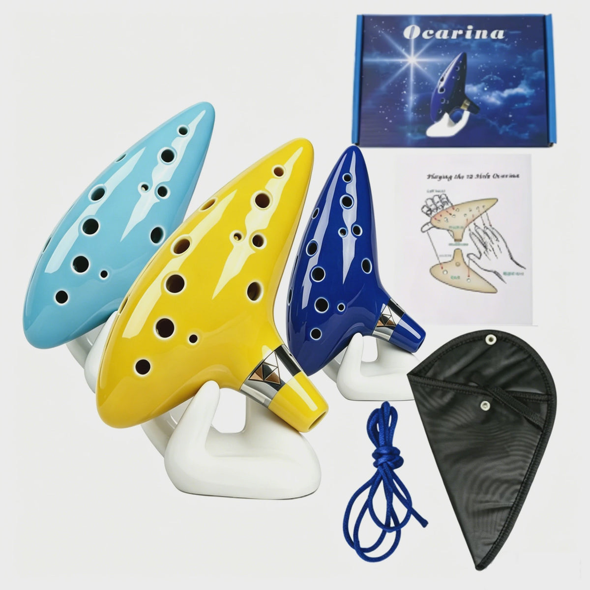 Professionele Keramische Ocarina in Alto C - 12 Tonen, Draagbaar Muziekinstrument met Accessoires